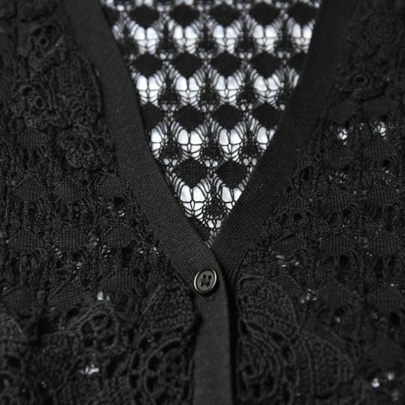 BCBGMaxAzria Black Cardigan Crochet Sleeveless - Picture 5 of 8